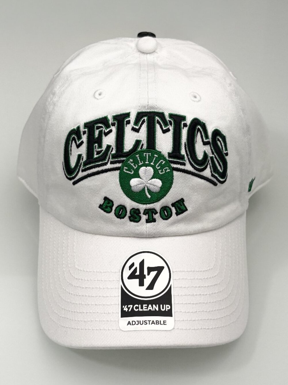 '47 Brand Boston Celtics Clean Up Stark White Adjustable Strapback Hat NBA NWT